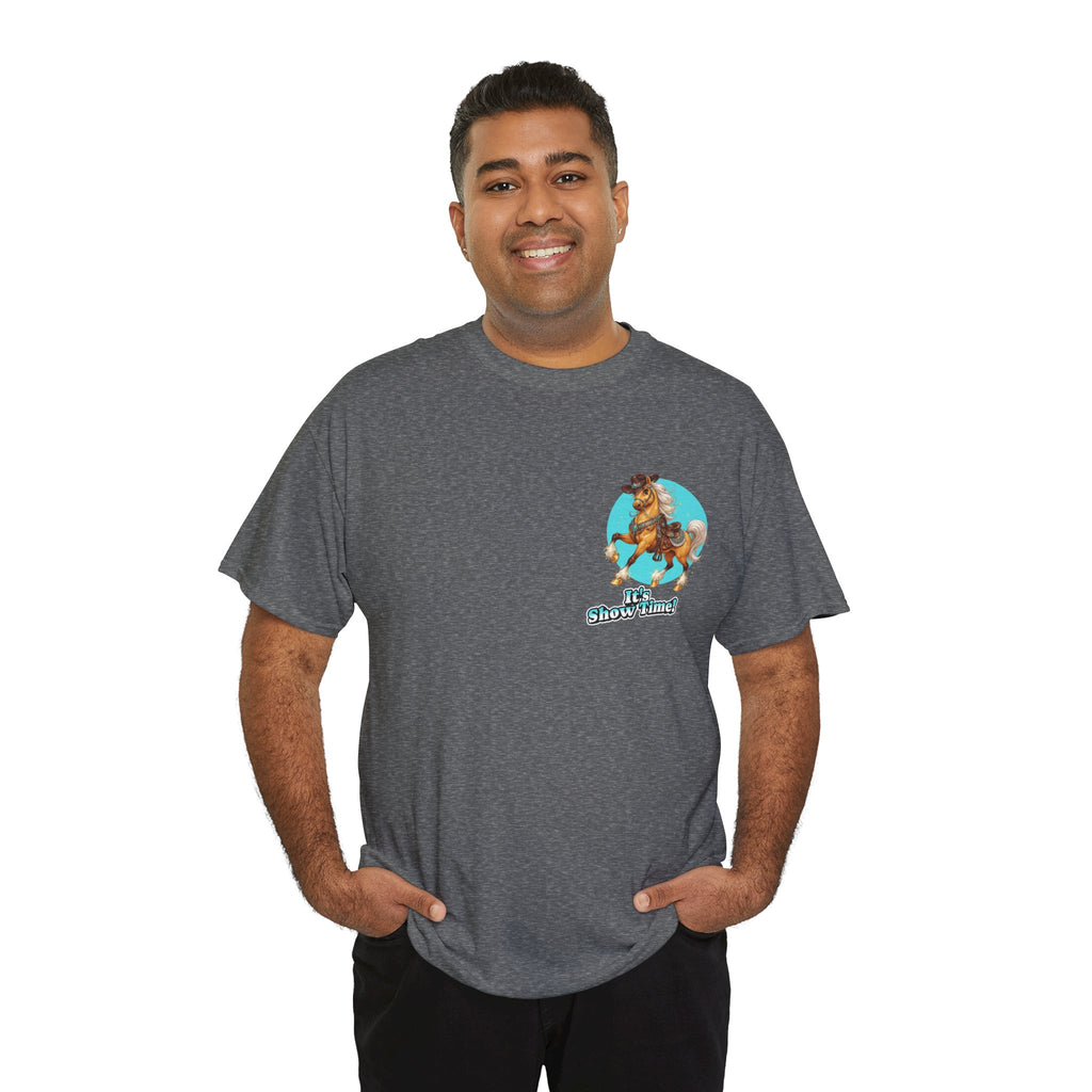 "It's Show Time!" Equestrian T-Shirt | Small Logo Horse Show Graphic Tee