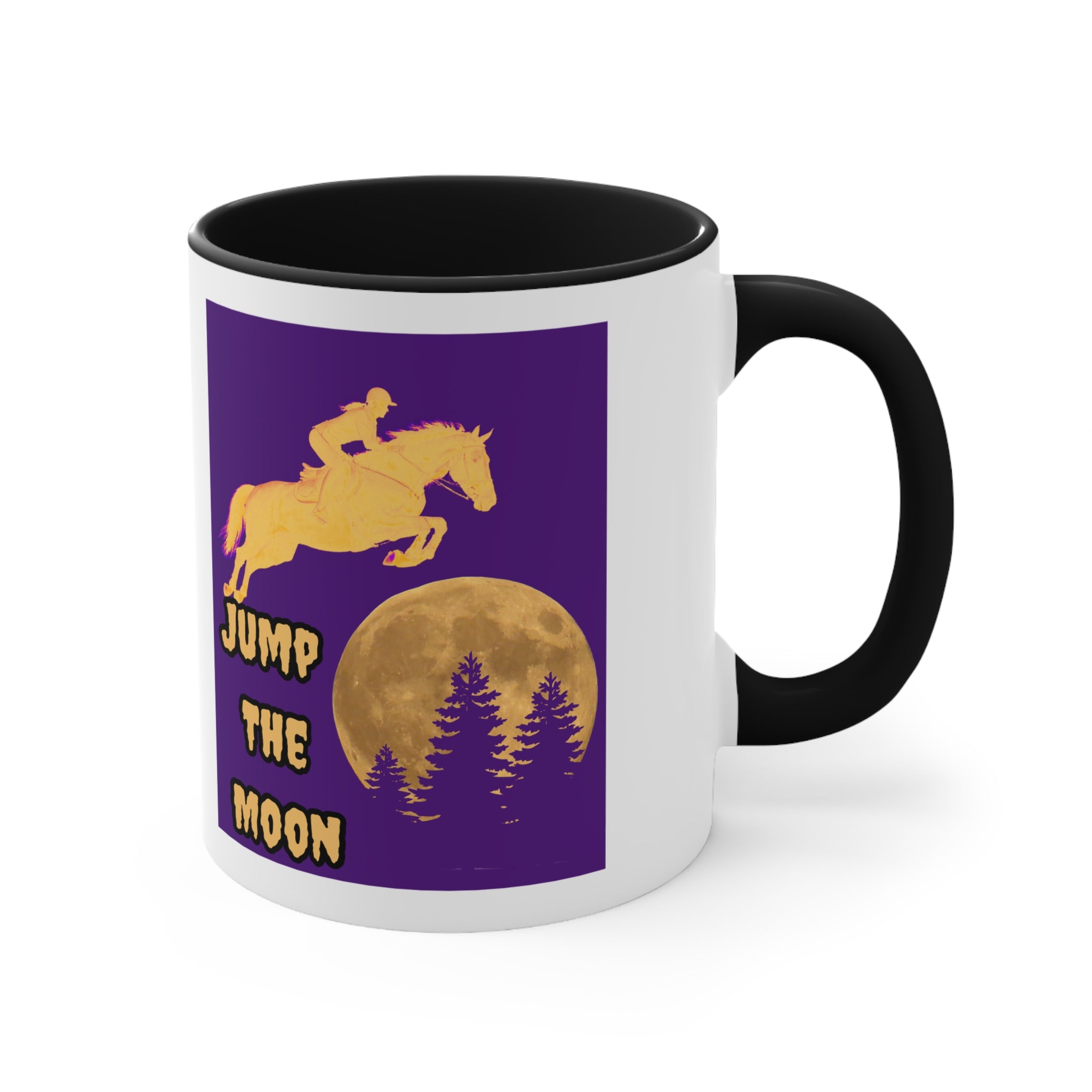 "Jump the Moon" Accent Mug — Equestrian Themed Mug