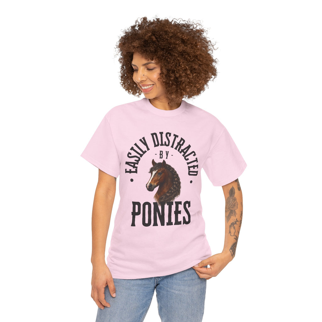 "Easily Distracted by Ponies" Equestrian T-Shirt | Funny Horse Lover Tee