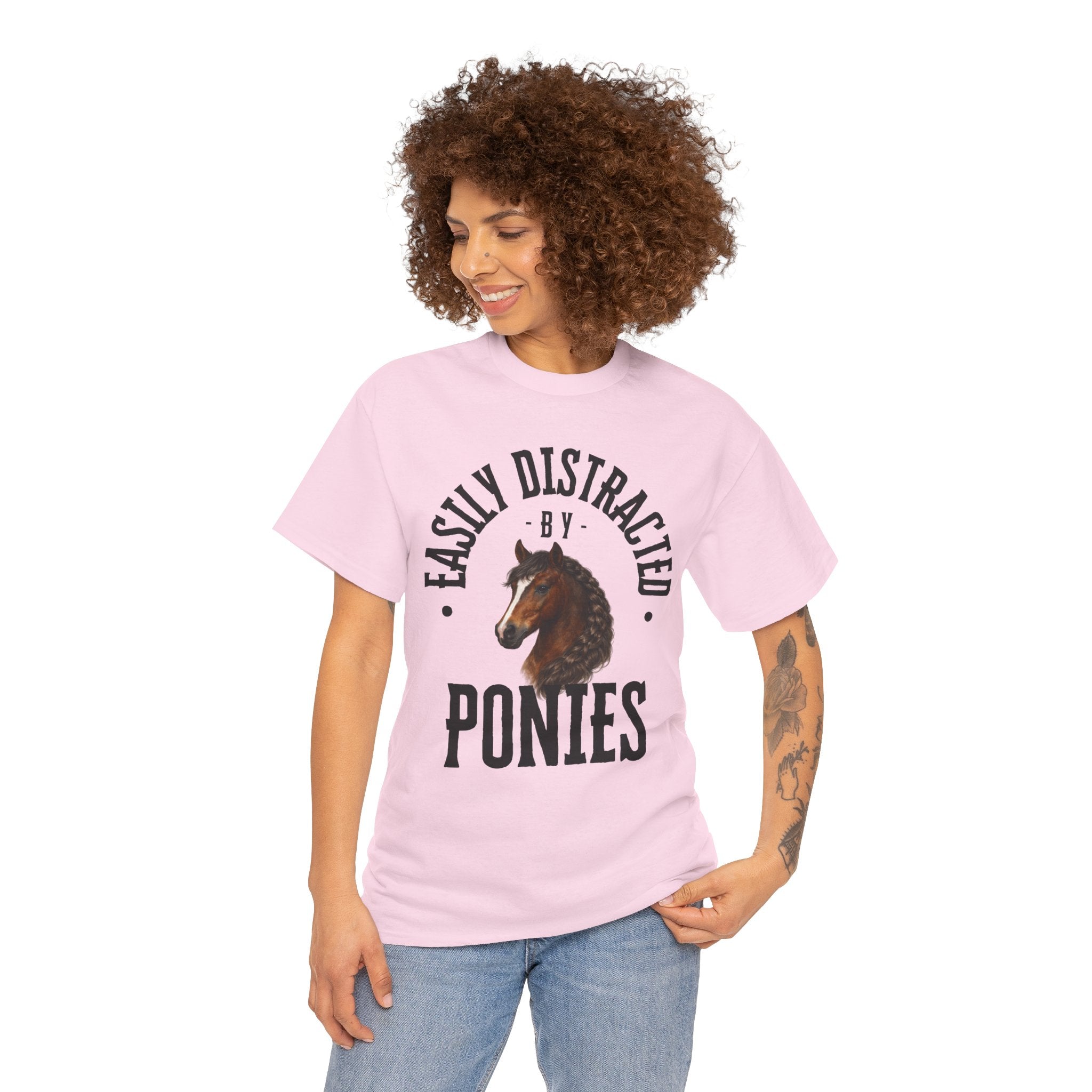 "Easily Distracted by Ponies" Equestrian T-Shirt | Funny Horse Lover Tee