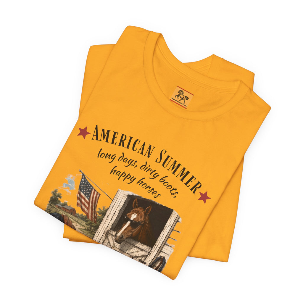 Horse Life American Summer T-Shirt | Rustic Equestrian Vintage Tee