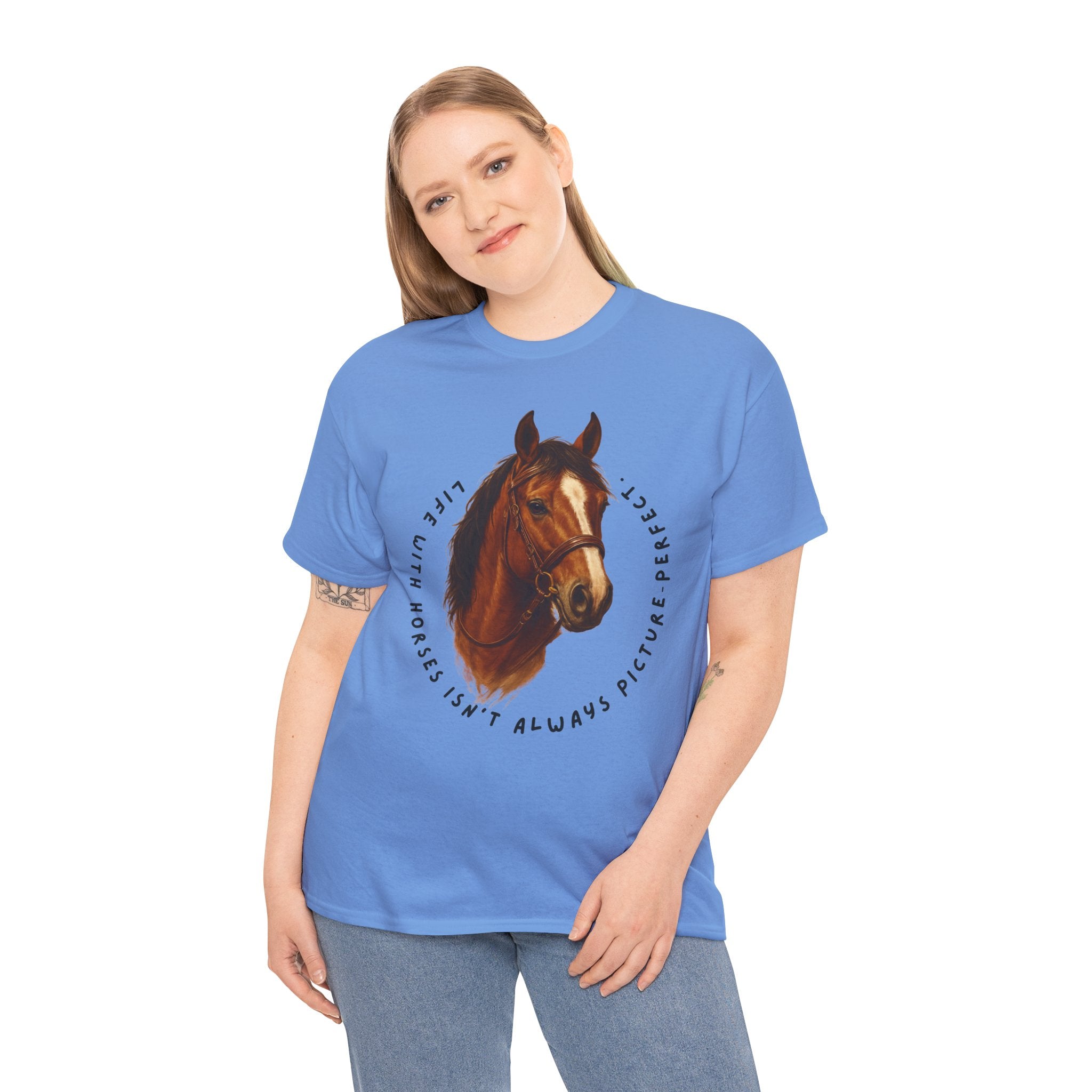 "Life with Horses Isn't Always Picture Perfect" Graphic Tee | Funny Equestrian T-Shirt