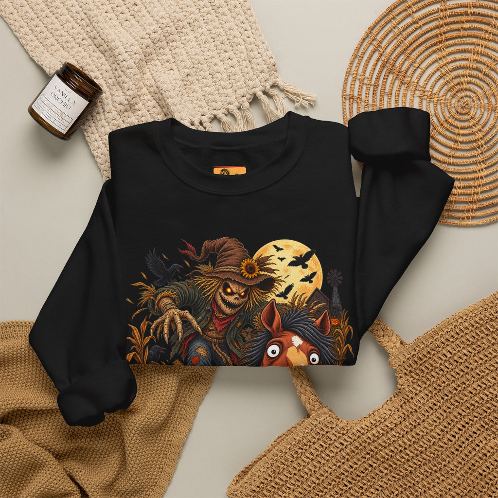 Scarecrow! Spooky Horse Halloween Sweatshirt, Funny Haunted Pony Crewneck