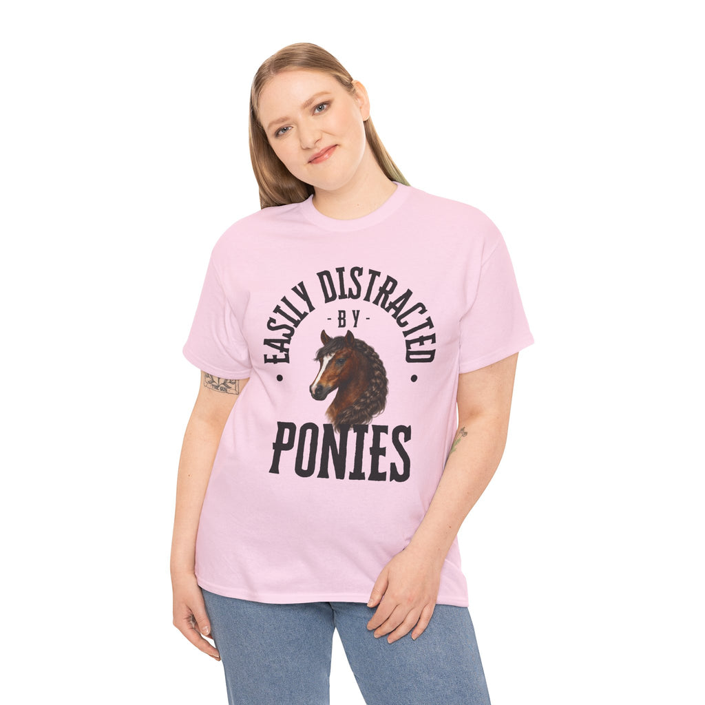 "Easily Distracted by Ponies" Equestrian T-Shirt | Funny Horse Lover Tee