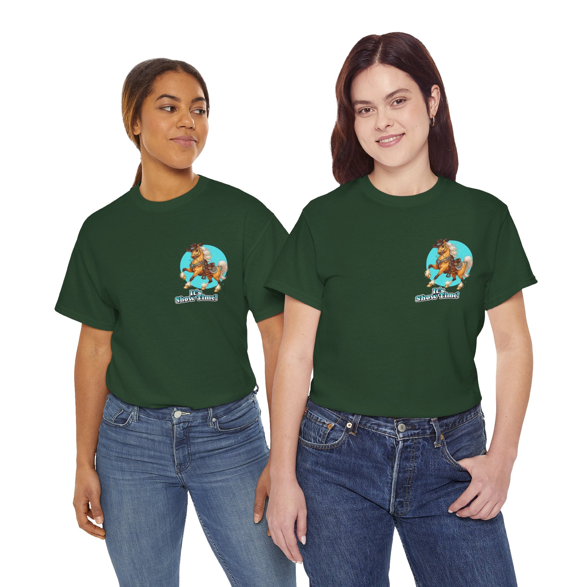 "It's Show Time!" Equestrian T-Shirt | Small Logo Horse Show Graphic Tee
