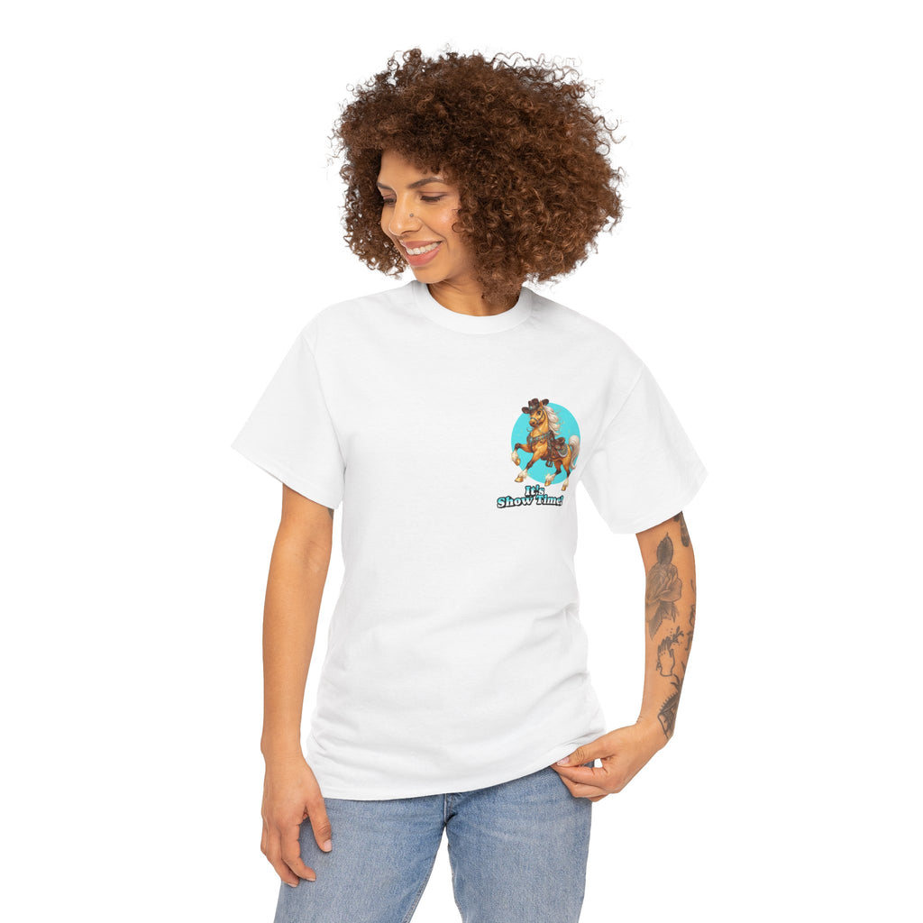 "It's Show Time!" Equestrian T-Shirt | Small Logo Horse Show Graphic Tee