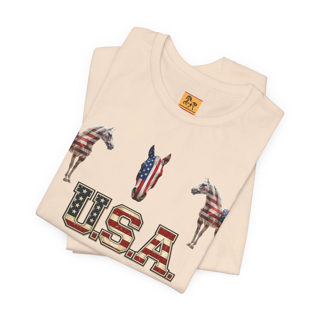 USA Born on the 4th of July 1776 Independence Day Patriotic T-Shirt | American Horse Tee