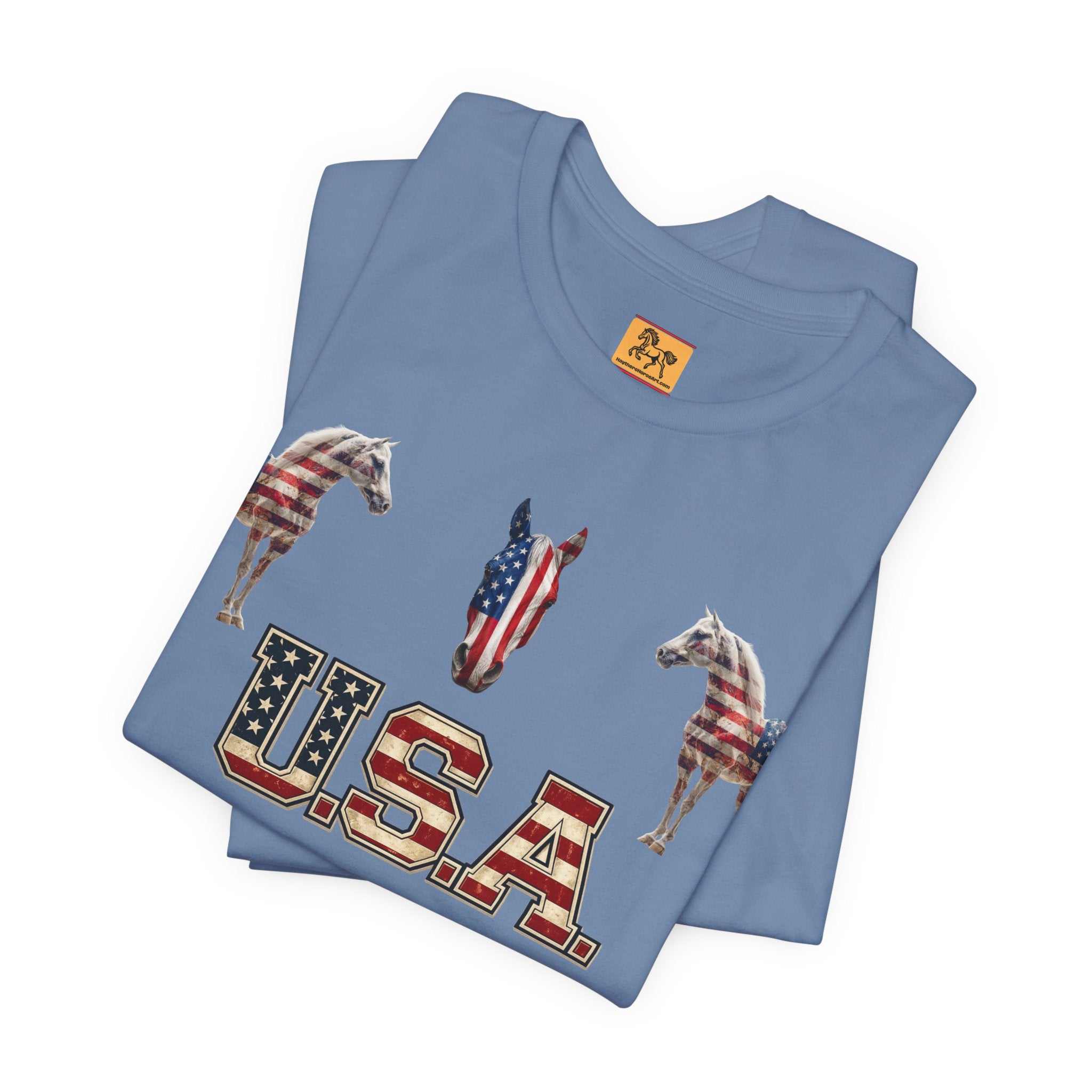 USA Born on the 4th of July 1776 Independence Day Patriotic T-Shirt | American Horse Tee