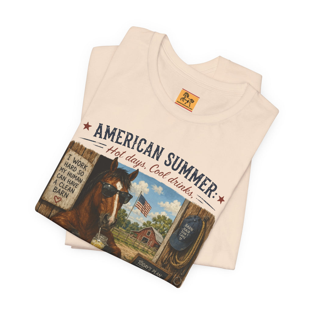American Summer Horses T-Shirt | "Horses & Zero Rush" Vintage Farm Tee