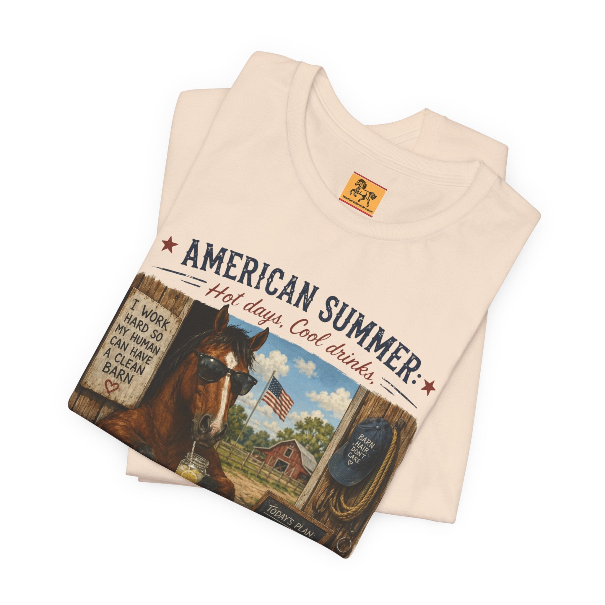 American Summer Horses T-Shirt | "Horses & Zero Rush" Vintage Farm Tee
