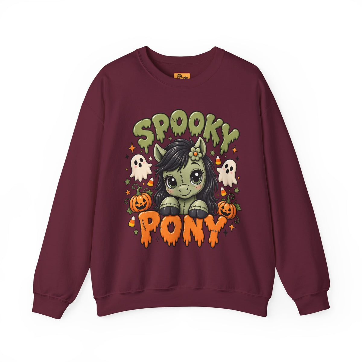 Spooky Pony Cute Halloween Sweatshirt Kawaii Stitched Pony Crewneck