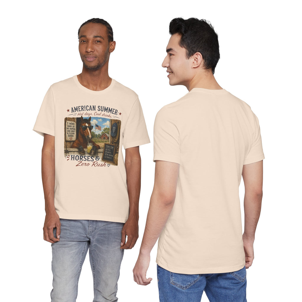 American Summer Horses T-Shirt | "Horses & Zero Rush" Vintage Farm Tee