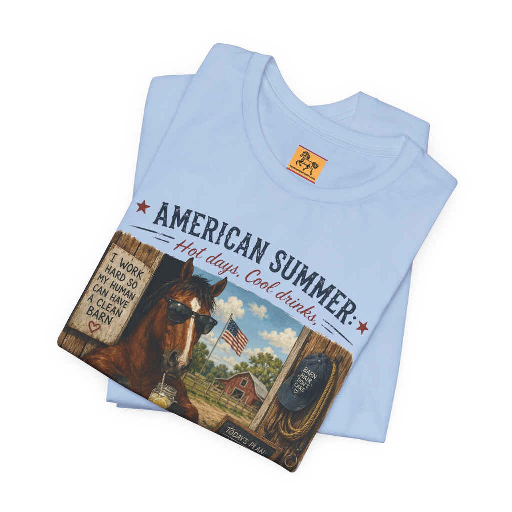 American Summer Horses T-Shirt | "Horses & Zero Rush" Vintage Farm Tee