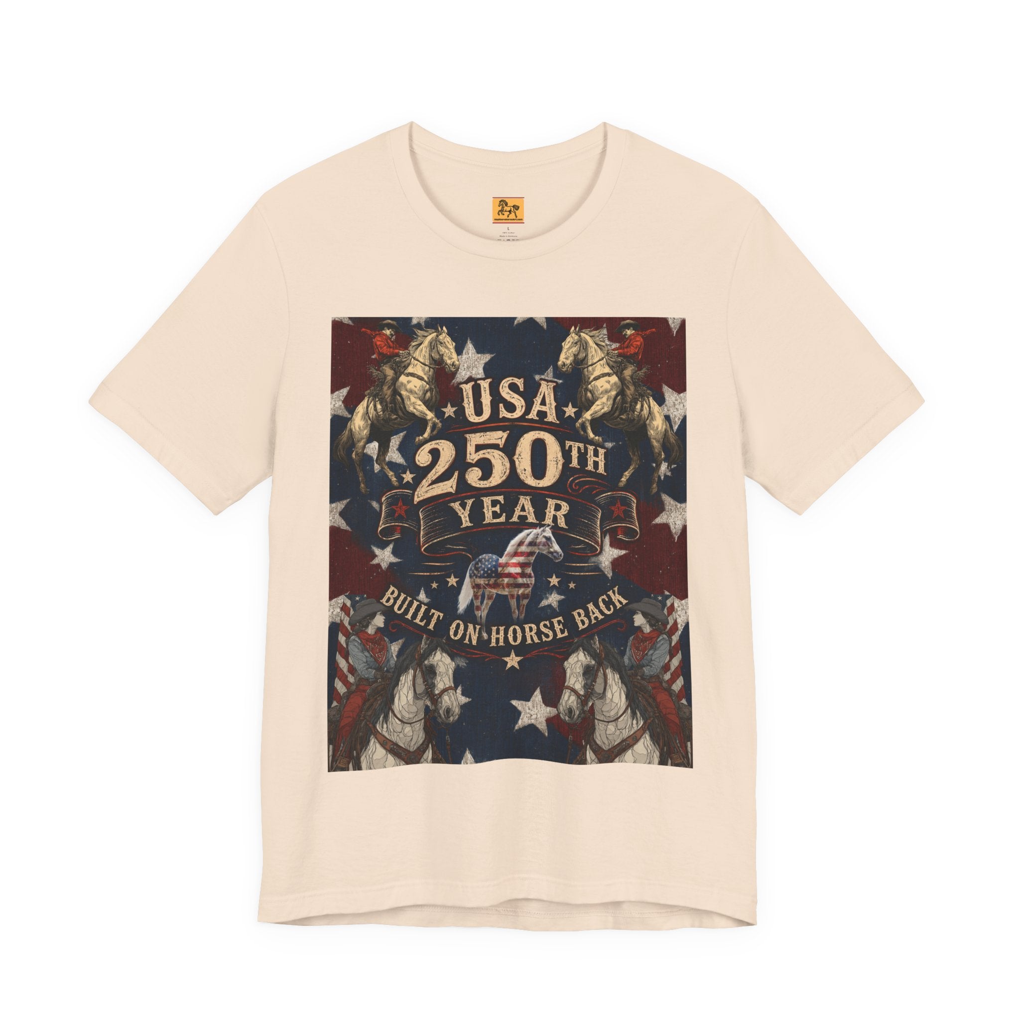 USA 250th Anniversary "Built on Horseback" Patriotic T-Shirt | American Equestrian Tee