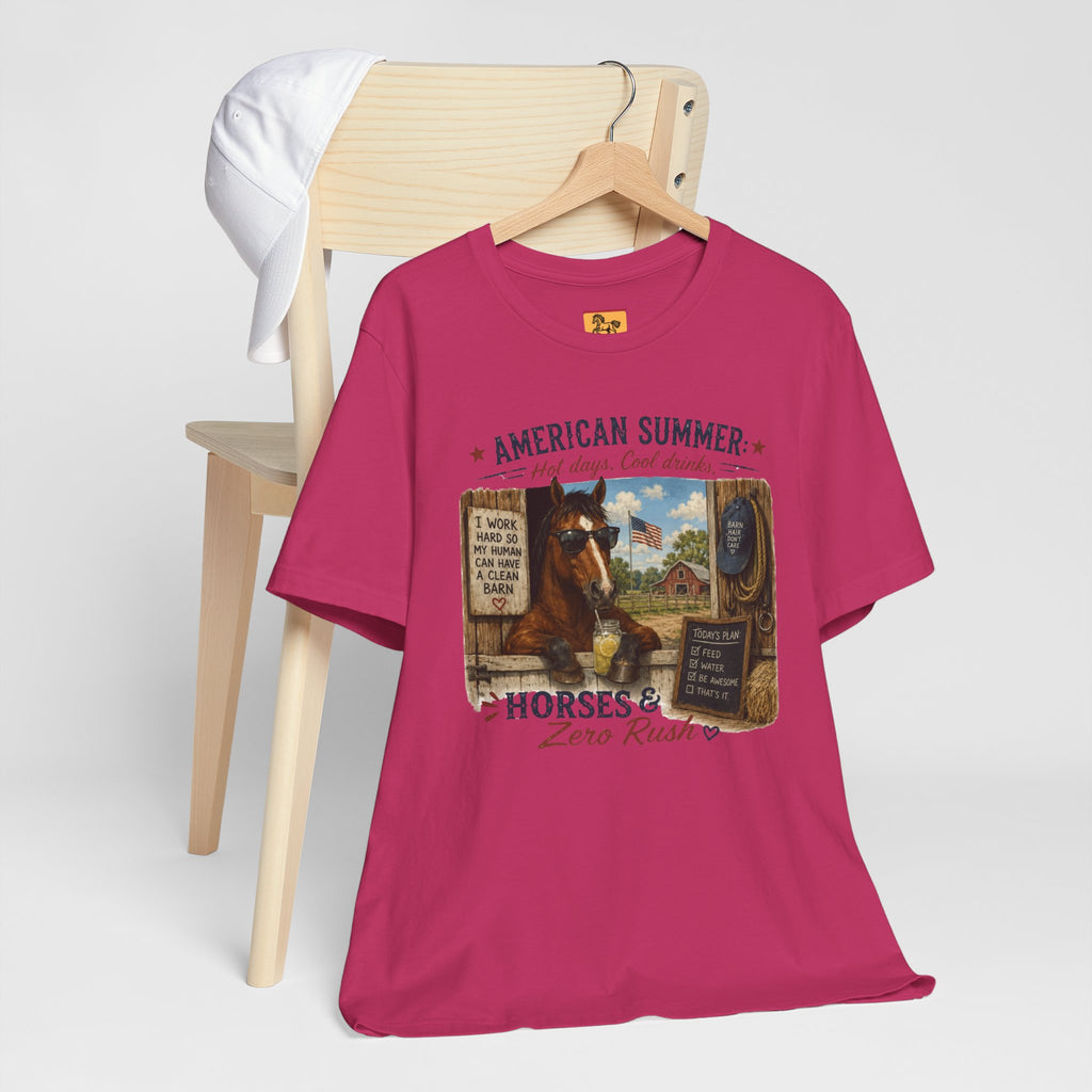 American Summer Horses T-Shirt | "Horses & Zero Rush" Vintage Farm Tee