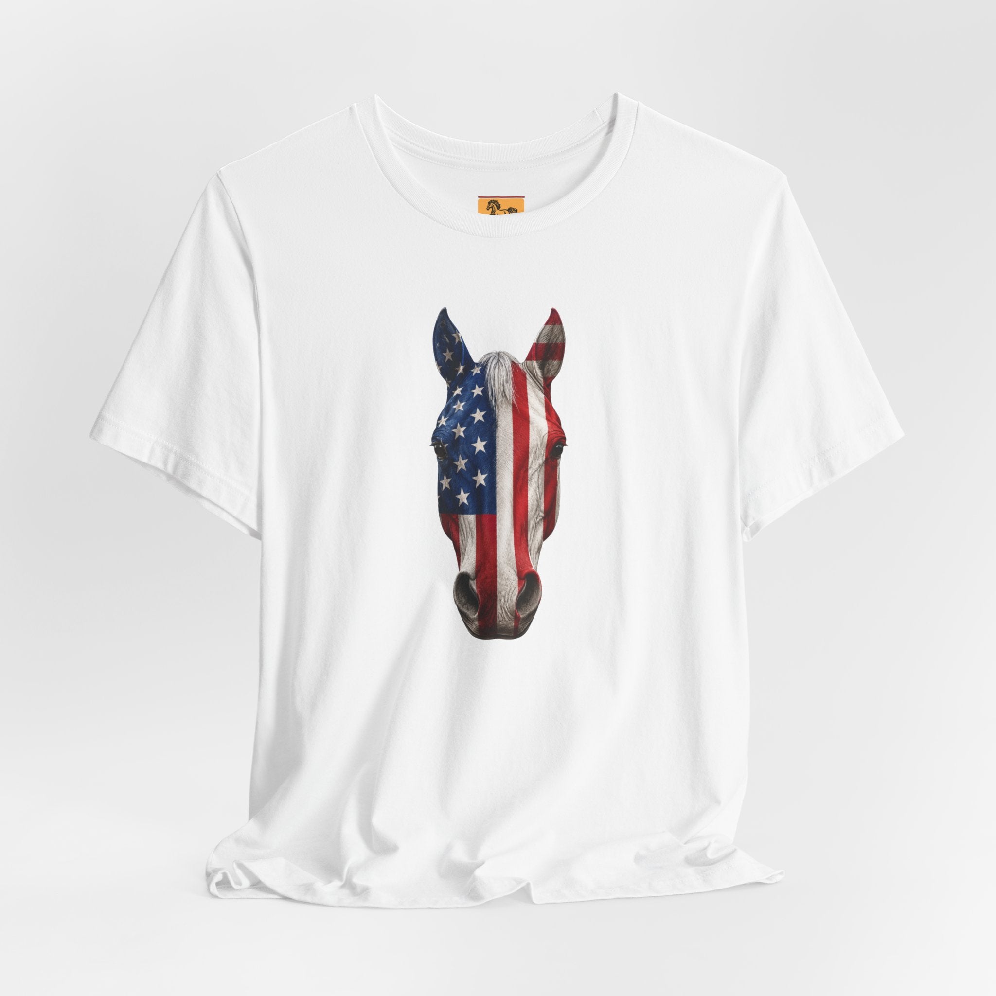 American Flag Horse Head Tee | Patriotic Equestrian T-Shirt for 4th of July