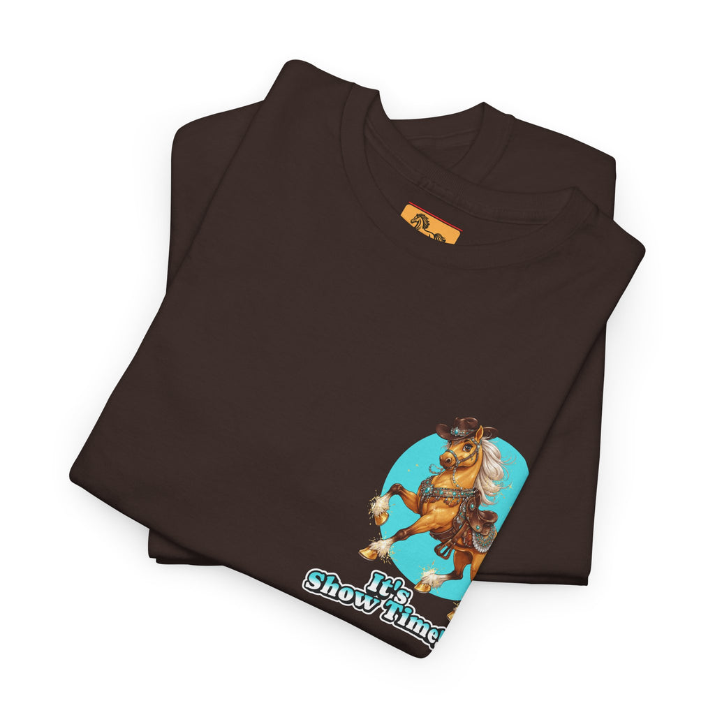"It's Show Time!" Equestrian T-Shirt | Small Logo Horse Show Graphic Tee