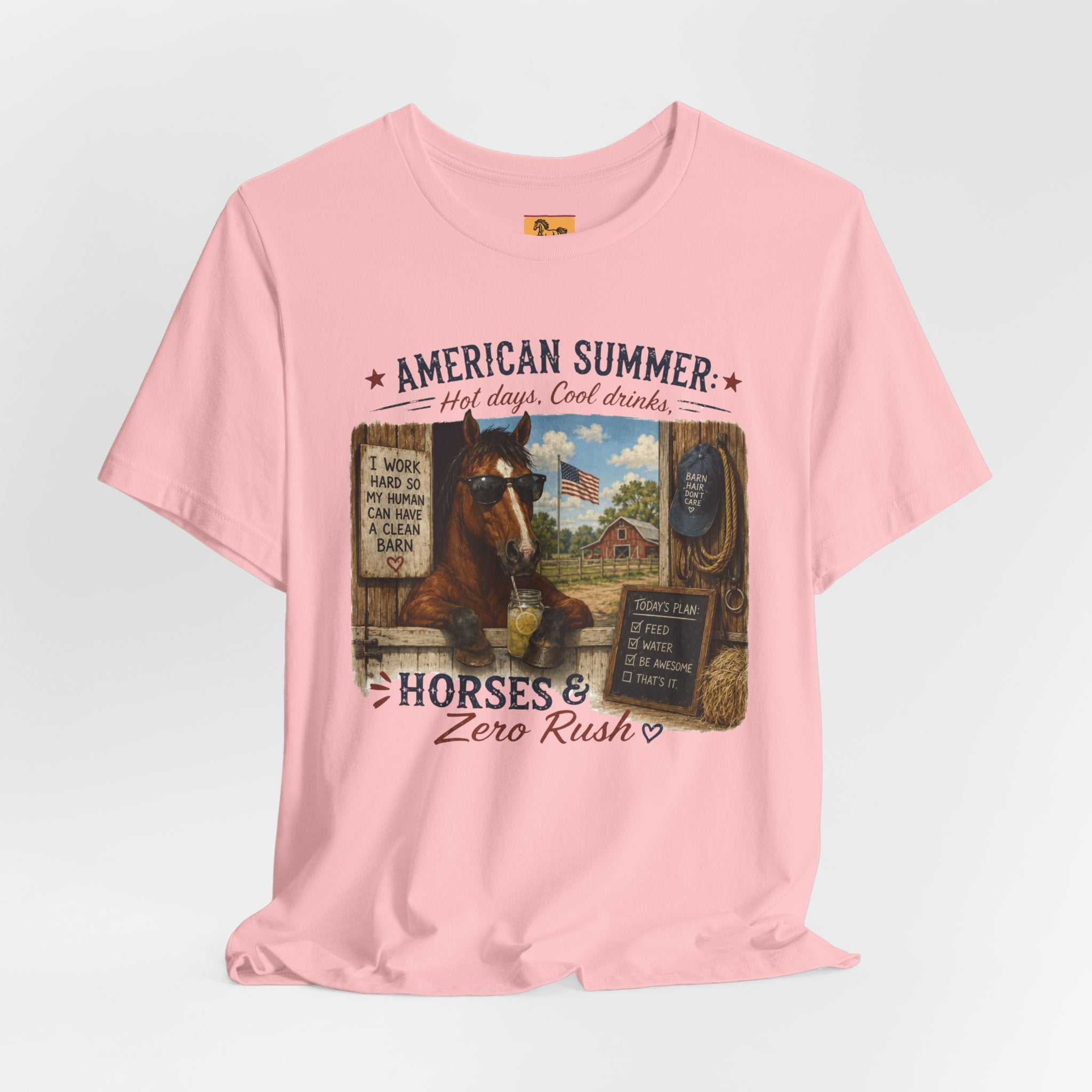 American Summer Horses T-Shirt | "Horses & Zero Rush" Vintage Farm Tee