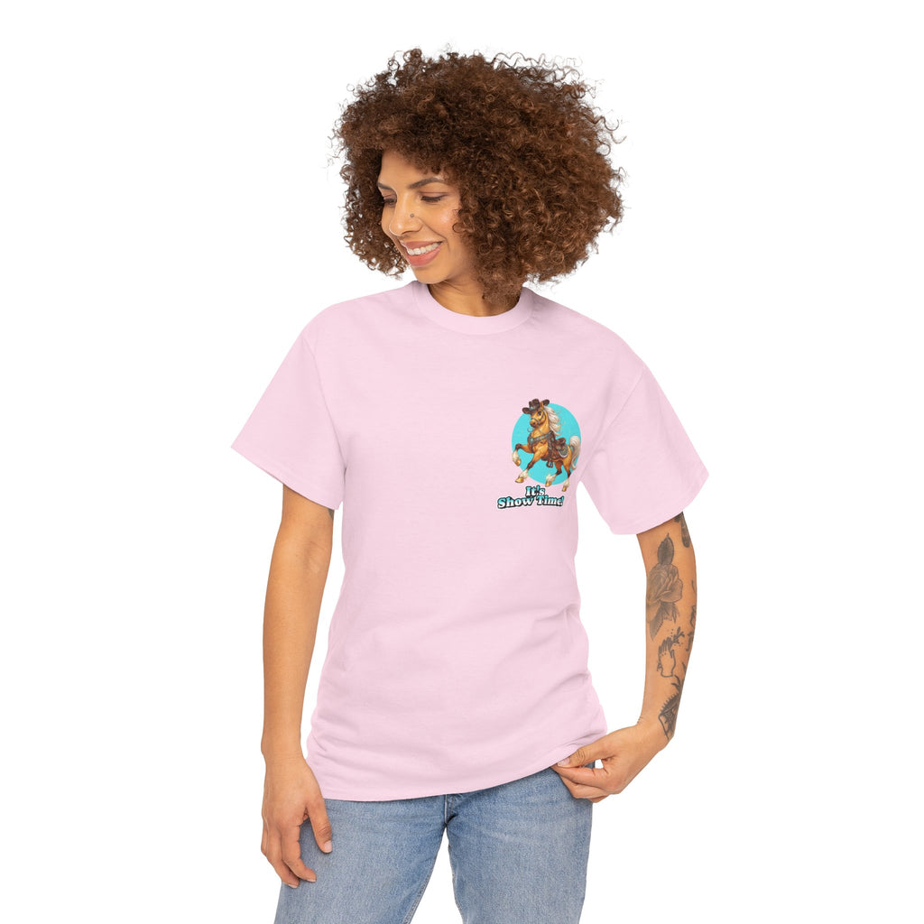 "It's Show Time!" Equestrian T-Shirt | Small Logo Horse Show Graphic Tee