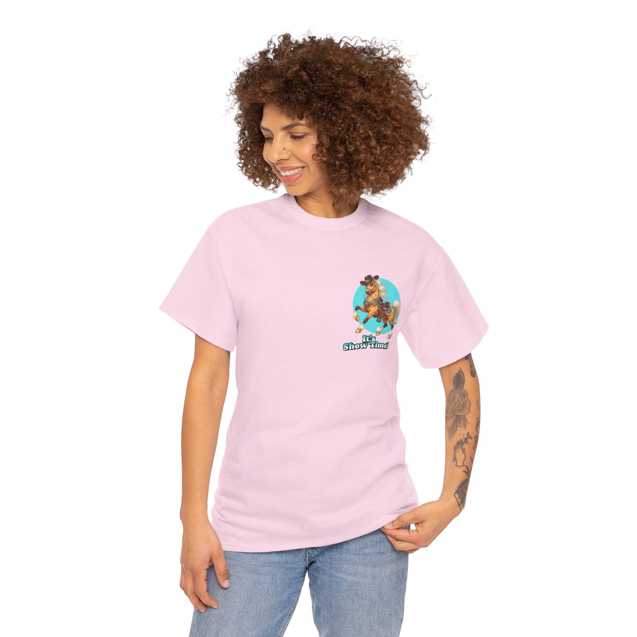 "It's Show Time!" Equestrian T-Shirt | Small Logo Horse Show Graphic Tee