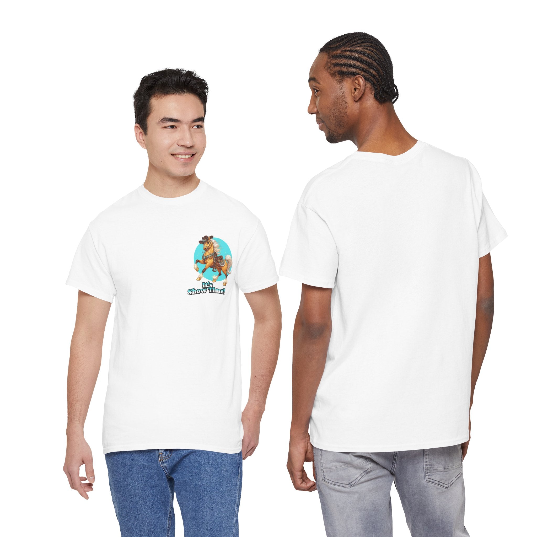 "It's Show Time!" Equestrian T-Shirt | Small Logo Horse Show Graphic Tee