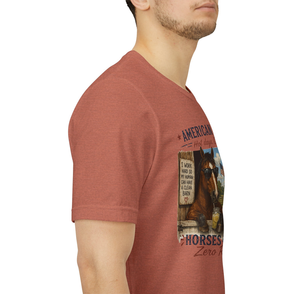 American Summer Horses T-Shirt | "Horses & Zero Rush" Vintage Farm Tee