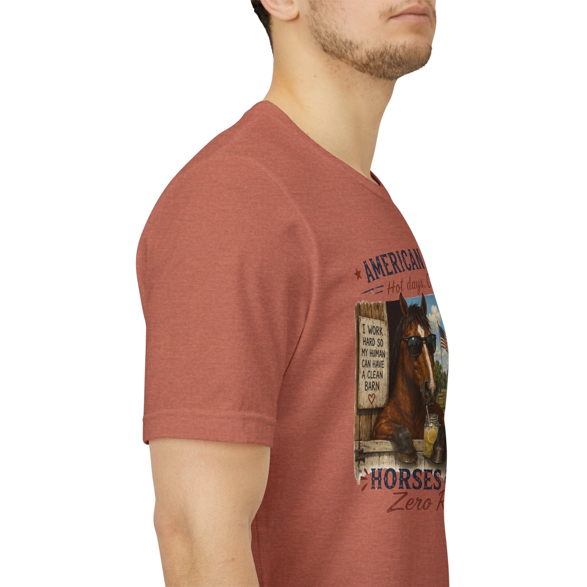 American Summer Horses T-Shirt | "Horses & Zero Rush" Vintage Farm Tee