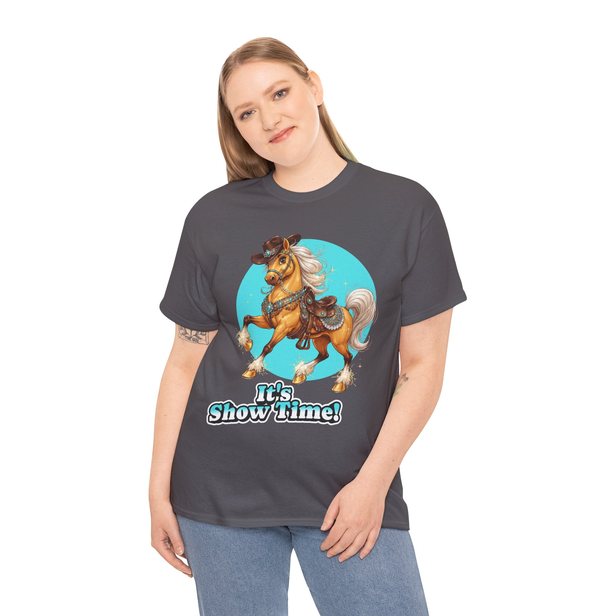 "It's Show Time!" Equestrian T-Shirt | Large Logo Horse Fun Graphic Tee