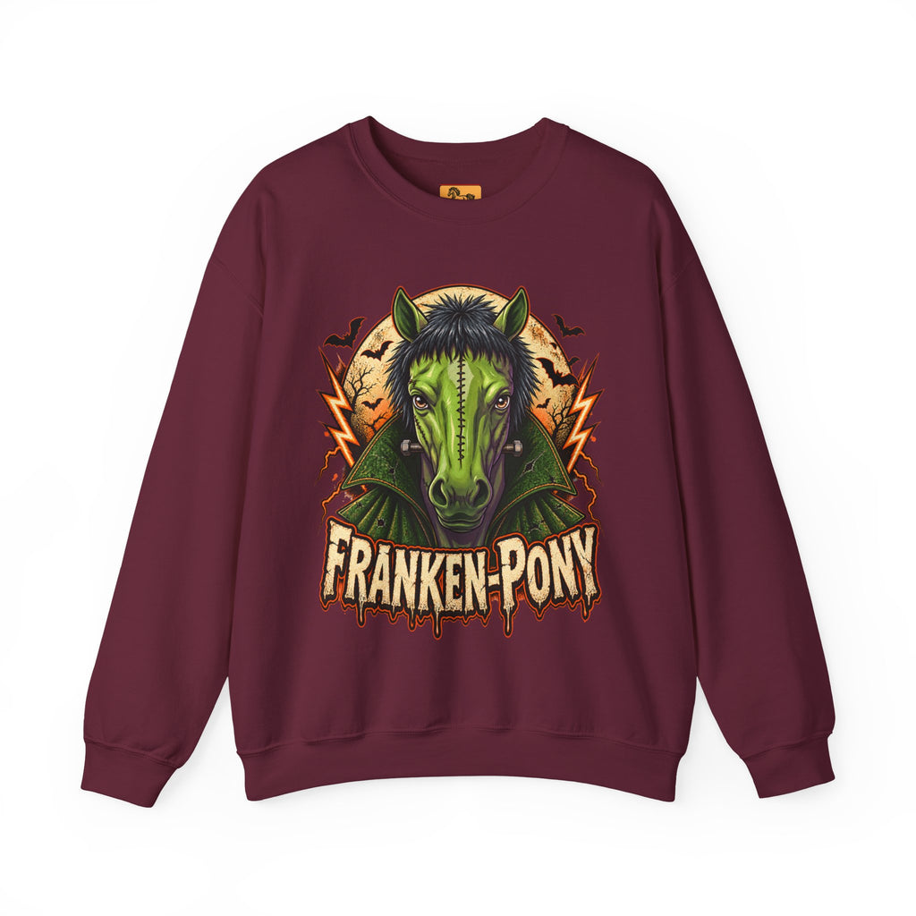 Franken-Pony Halloween Sweatshirt, Mad Science Monster Horse Crewneck