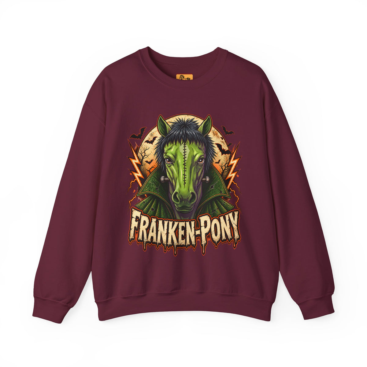 Franken-Pony Halloween Sweatshirt, Mad Science Monster Horse Crewneck