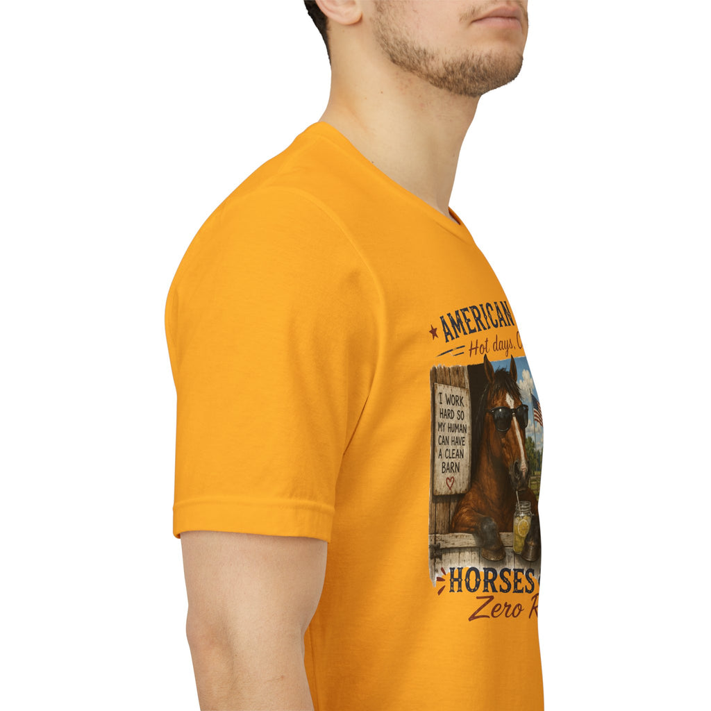 American Summer Horses T-Shirt | "Horses & Zero Rush" Vintage Farm Tee