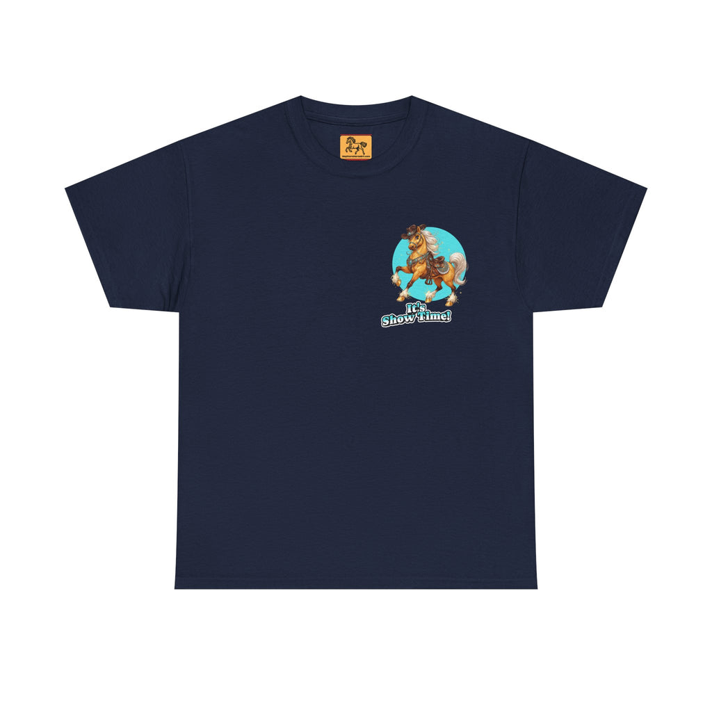 "It's Show Time!" Equestrian T-Shirt | Small Logo Horse Show Graphic Tee