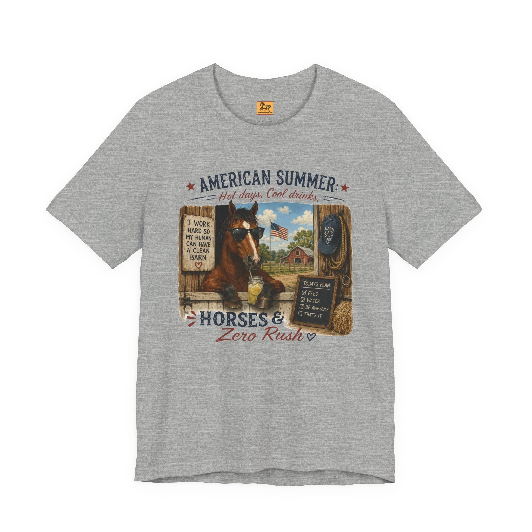American Summer Horses T-Shirt | "Horses & Zero Rush" Vintage Farm Tee