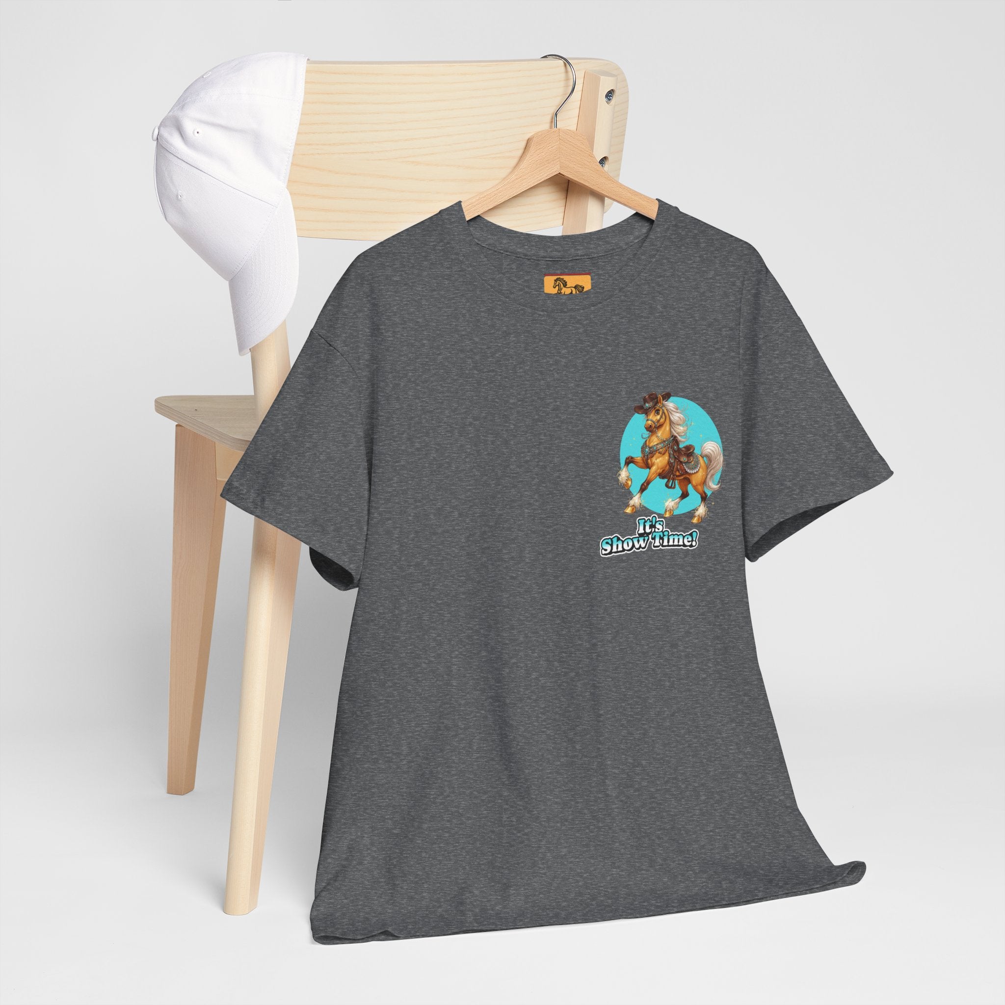 "It's Show Time!" Equestrian T-Shirt | Small Logo Horse Show Graphic Tee