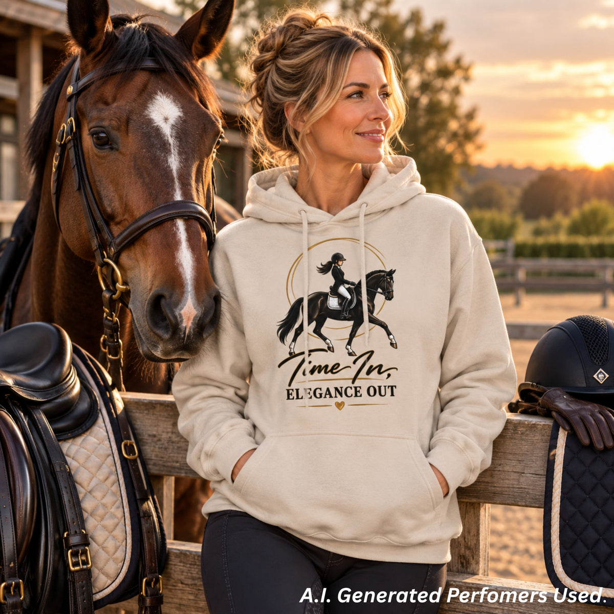 Time In, Elegance Out Dressage Hoodie Equestrian Horse Rider Sweatshirt Gift
