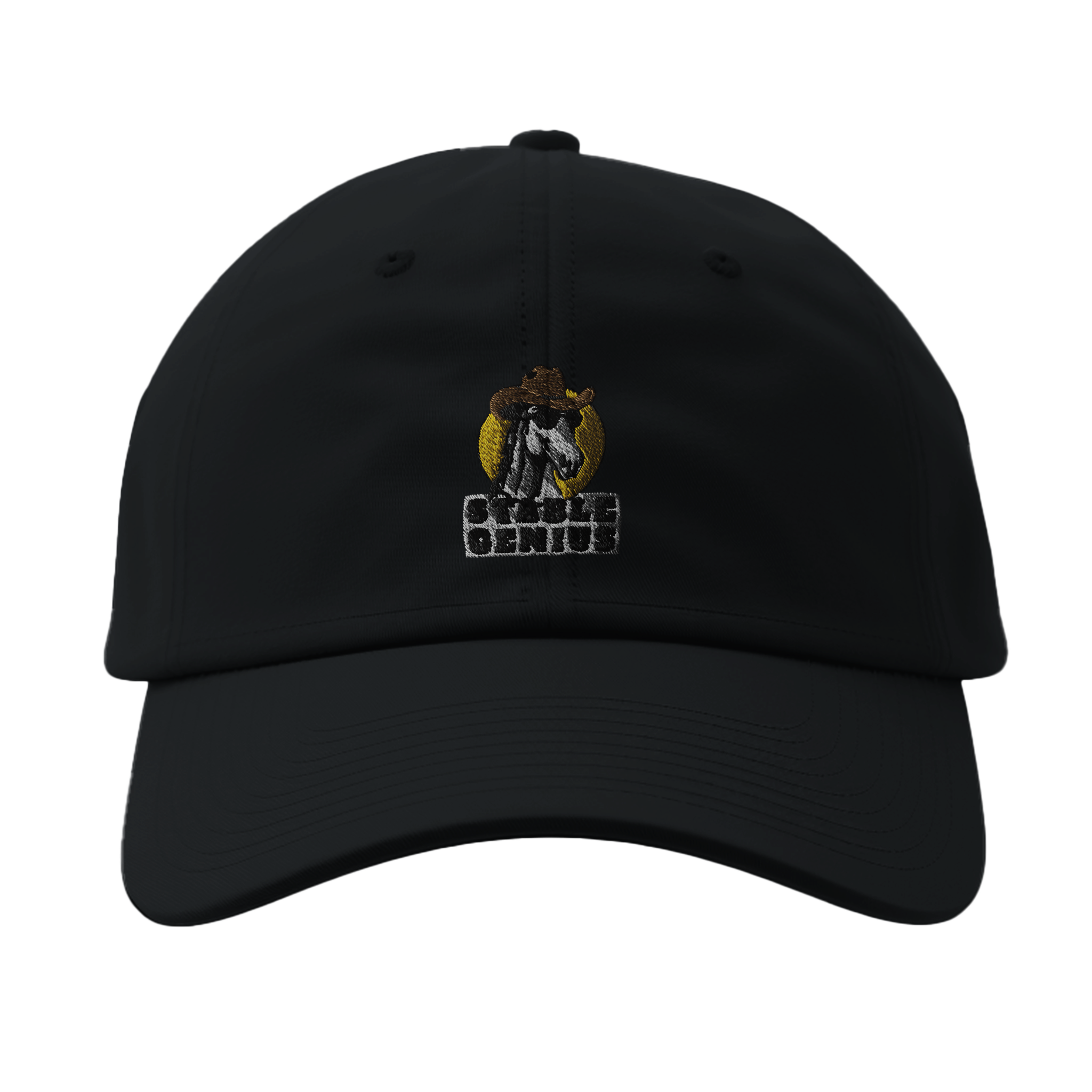 Navy Blue Stable Genius Horse Cap, Funny Equestrian Dad Hat, Embroidered Cowboy Horse Gift for Horse Lovers, Flexfit 6277 Baseball Cap