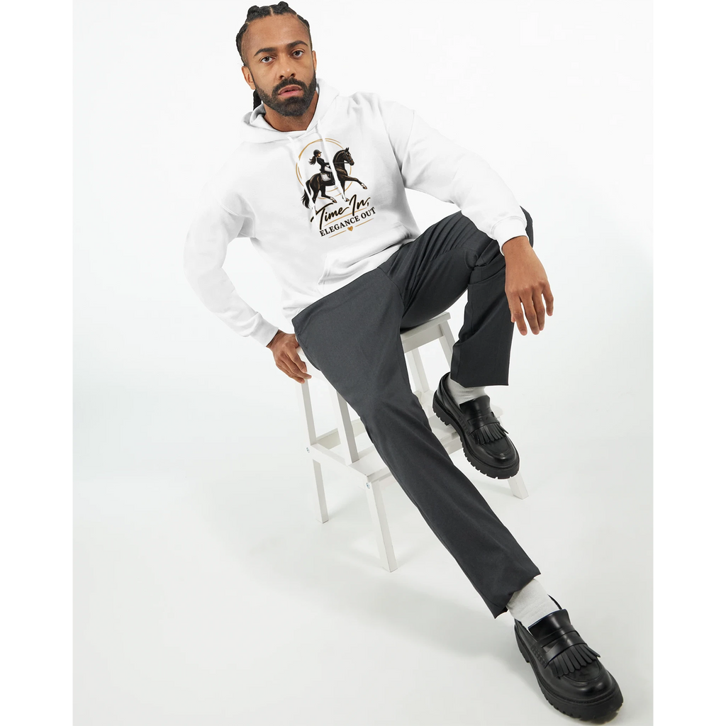 Time In, Elegance Out dressage hoodie by Hay There Horse Art, view 13