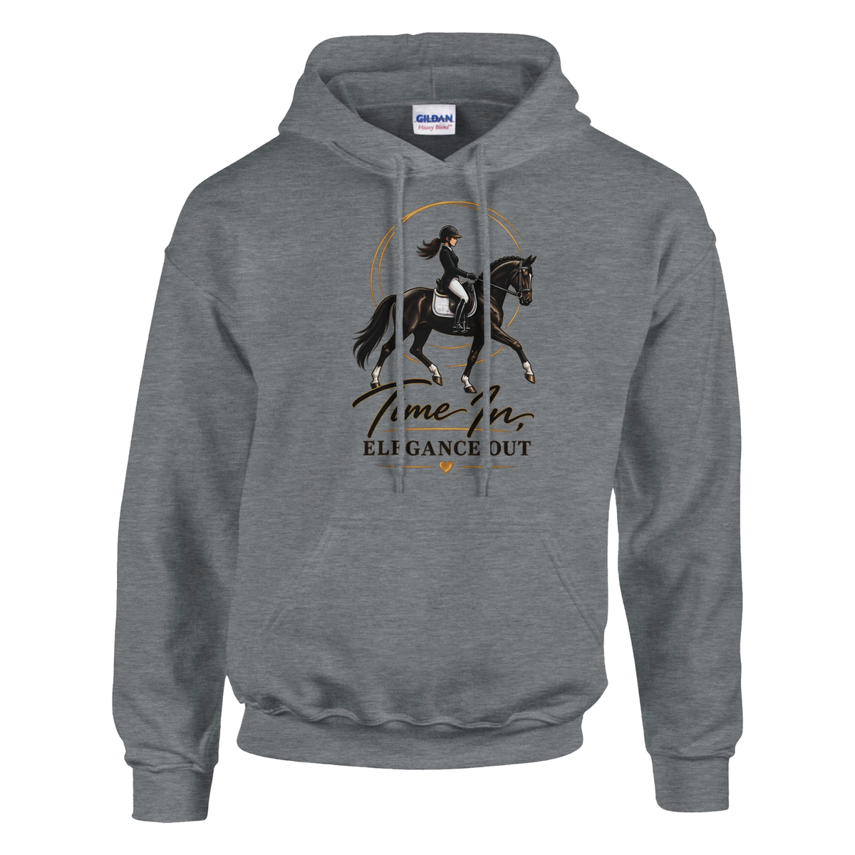 Sport Grey Time In, Elegance Out dressage hoodie, a gift for horse riders